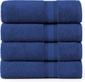 LANE LINEN 100% Cotton 4 Pack Bath Towels (30"x60") - Zero Twist, Mercerized Cotton Towels Set for Bathroom - Quick Dry, Soft & Absorbent Large Bath Towel Set - Dorm Essentials for Boys - Navy Blue