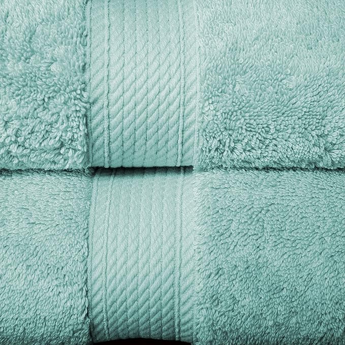 BLUENILEMILLS BNM Egyptian Cotton 2-Piece Towel Set, Includes 2 Bath Towels, Attached Loop for Easy Hanging and Storage, Hotel Quality, Perfect for Bathroom, Gym, Shower Space, or Spa, Sea Foam