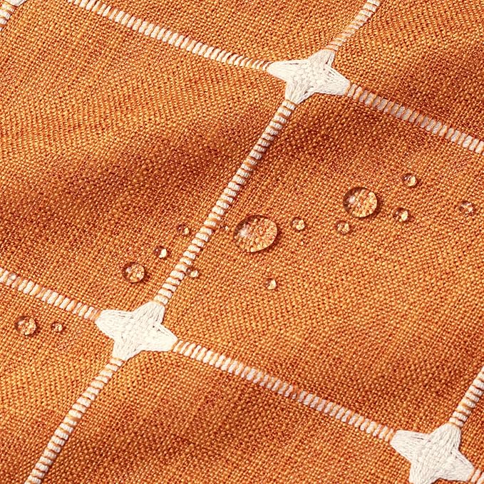 MitoVilla Orang Farmhouse Shower Curtain Set 72 x 78, Boho 78 inch Long Polyester Linen Tassel Fabric Shower Curtain Set for Chic Cottagecore French Rustic Bathroom Decor