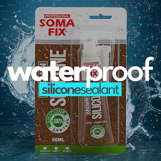 Silicone Caulk - Squeeze Tube Silicone Sealant for Wood, Kitchen, Bathroom, Sink, and Windows - Multi-Purpose & Waterproof (Brown)