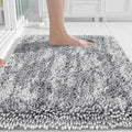 Yimobra Chenille Bathroom Rugs Non Slip, Extra Thick Soft Absorbent Bath Rug, Machine Washable Quick Dry Bath Mat for Bathroom Floor, Tub and Shower, Home Decor Accessories, 24x17, Light Grey