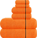 MyOwn Ultra Soft 6 Pack Cotton Towel Set, Contains 2 Bath Towels 28x55 inch, 2 Hand Towels 16x24 inch & 2 Wash Coths 12x12 inch, Ideal Everyday use, Compact & Lightweight - Orange