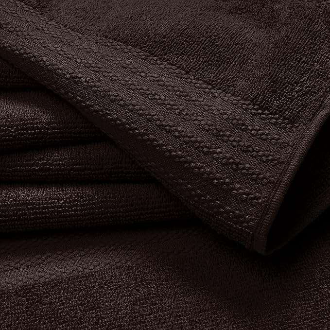GLAMBURG Ultra Soft 12-Piece Washcloths Set 13x13-100% Ringspun Cotton - Durable & Highly Absorbent Face Towels - Ideal for use in Bathroom, Kitchen, Gym, Spa & General Cleaning - Chocolate Brown