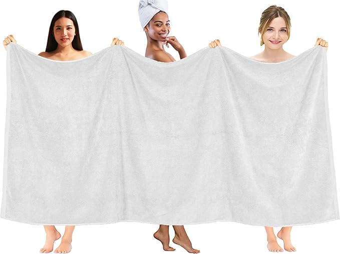 DAN RIVER Pack of 1 Bath Sheet 40x80 Inches, Super Soft Quick Dry Cotton Towels, Luxury Oversized White Bath Towels
