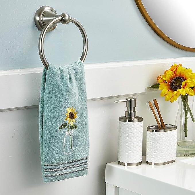 SKL Home by Saturday Knight Ltd. Sunflower in Jar Hand Towel (2-Pack), Aqua