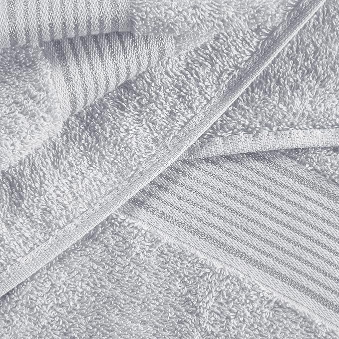 Elvana Home Cotton 2 Pack Oversized Bath Towel Set 28x55 inches, Large Bath Towels, Ultra Absorbant Compact Quickdry & Lightweight Towel, Ideal for Gym Travel Camp Pool - Light Grey