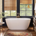 59" Acrylic Freestanding Bathtub, Deep Soaking Tub with Integrated Overflow and Drain, Oval Stand Alone Tub, Modern Bathtubs for Bathroom, cUPC Certified(Glossy White)