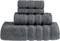 HALLEY Turkish Towels Set (4 Pieces) 650 GSM Highly Absorbent Super Soft 100% Cotton - 1 Bath Towel 1 Hand Towel 2 Washcloths (Darkgray)