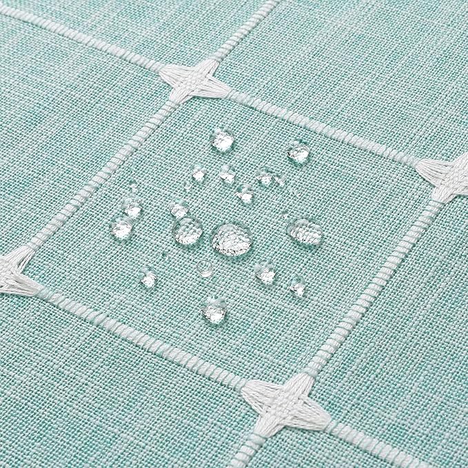 MitoVilla Teal Blue 36 x 72 Boho Small Stall Shower Curtain, Turquoise Narrow Polyester Linen Fabric Shower Curtains for Farmhouse Bathroom Decor, Half Size Cloth Shower Curtain Set with Hooks