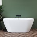 FerdY Nauru 55" Acrylic Freestanding Bathtub, Gracefully Shaped Freestanding Soaking Bathtub, Glossy White cUPC Certified, Toe-Tap Chrome Drain and Classic Slotted Overflow Included