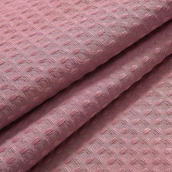 River Dream Heavyweight No Hooks Required Dotted Waffle Weave Shower Curtain with Snap in Liner - 71W x 74H,Hotel Grade,Spa Like Bath Curtain,Pale Mauve