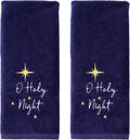 SKL Home Religious/Christmas/Winter O Holy Night Hand Towel 2pc Set for Bath/Kitchen & Gift, Navy