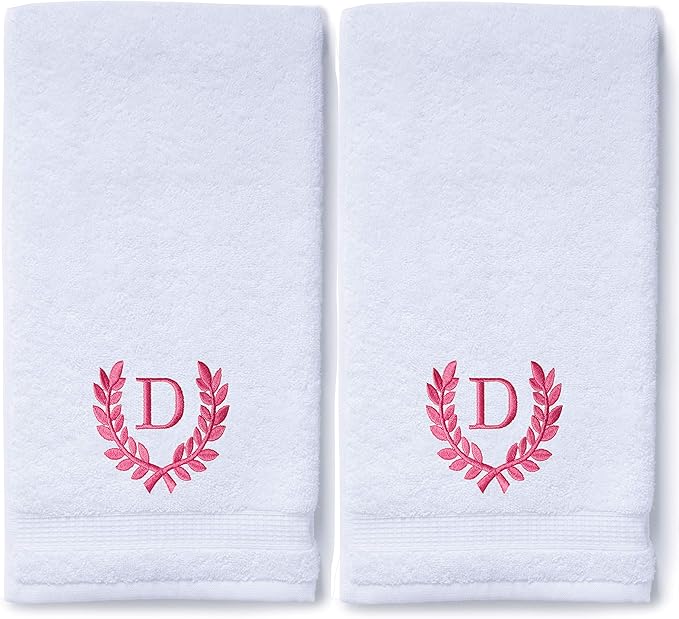 Decorative and Monogrammed Hand Towels for Bathroom Kitchen Makeup | Personalized Gift for Wedding-Bridal | Roman Font Custom Luxury Turkish Towel | Spa Collection, Oversized, 16 X 30 Inch, Set of 2
