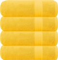 GLAMBURG Premium Cotton 4 Pack Bath Towel Set - 100% Pure Cotton - 4 Bath Towels 27x54 - Ideal for Everyday use - Ultra Soft & Highly Absorbent - Mustard Yellow