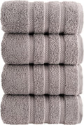 HALLEY Turkish 4 Pack Premium Hand Towels (4 Pieces) 650 GSM Highly Absorbent Super Soft 100% Cotton - 4 Hand Towels (Gray)