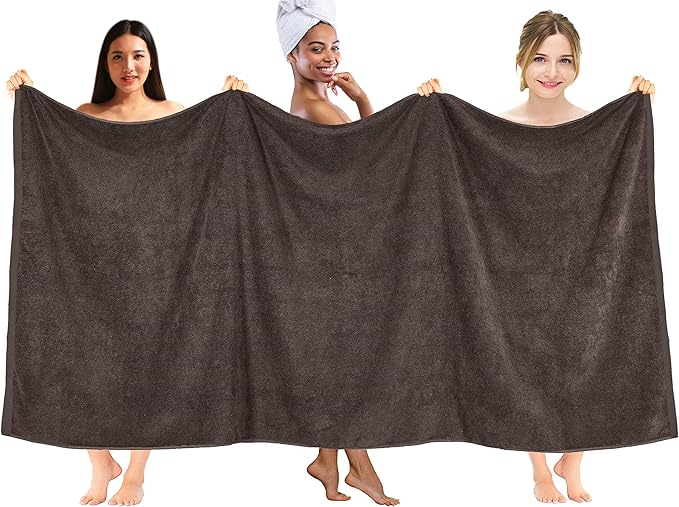 DAN RIVER Pack of 1 Bath Sheet 40x80 Inches, Oversized Bath Sheets Towels for Adults, Fluffy and Soft Plush Towels - Brown