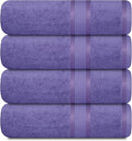 Casa Lino Lavender Bath Towels Set of 4 (54" x 27") - Large Bathroom Towel Set - 100% Cotton Towels for Bathroom - Highly Absorbent & Quick Dry Bath Towel Multipack - New Apartment Essentials