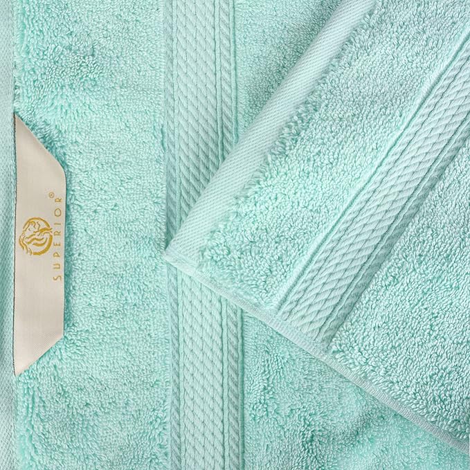 BLUENILEMILLS Madison Egyptian Cotton Towels, Towel Set for Bathroom, Shower, Hotel, Plush, 800 GSM, Highly Absorbent and Ultra-Soft Towels, Bath Essentials, 8 Piece Assorted Towel Set, Sea Foam