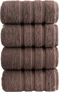 HALLEY Turkish 4 Pack Premium Hand Towels (4 Pieces) 650 GSM Highly Absorbent Super Soft 100% Cotton - 4 Hand Towels (Brown)