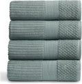 Springtree Home 100% Cotton Bath Towel Set of 4 | Super Soft & Absorbent with Quick-Dry Fibers | 4 Bath Towels | Textured and Durable Cotton | Krista Collection - Silver Blue