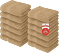 RIVERSIDE 12 Pack Premium 100% Cotton Face Washcloths, 550 GSM, 12 x 12 Inches, Soft, Absorbent Towels for Body & Shower, Bathroom Wash Clothes, Durable Face Towels Set for Spa, Gym, Tan