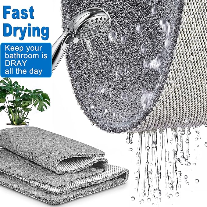 Shower Mats Non Slip for Elderly, 16x24’Lager Loofah Shower Mat, Loofah Bath Mats for Shower for Elderly-Grey