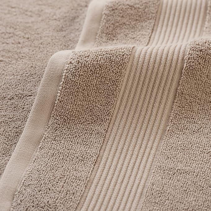 Arkwright Bath Washcloths 12 Pack - Super Soft 100% Cotton, 600 GSM Quick Dry & Absorbent, Luxury Face & Body Wash Cloth Towels for Hotels, Spa, and Vacation Rentals, Latte Beige