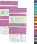WETCAT Turkish Hand Towels with Hanging Loop, Set of 2 (20" x 30") 100% Turkish Cotton, Pre-Washed, Quick Drying, for Kitchen or Bathroom - Purple