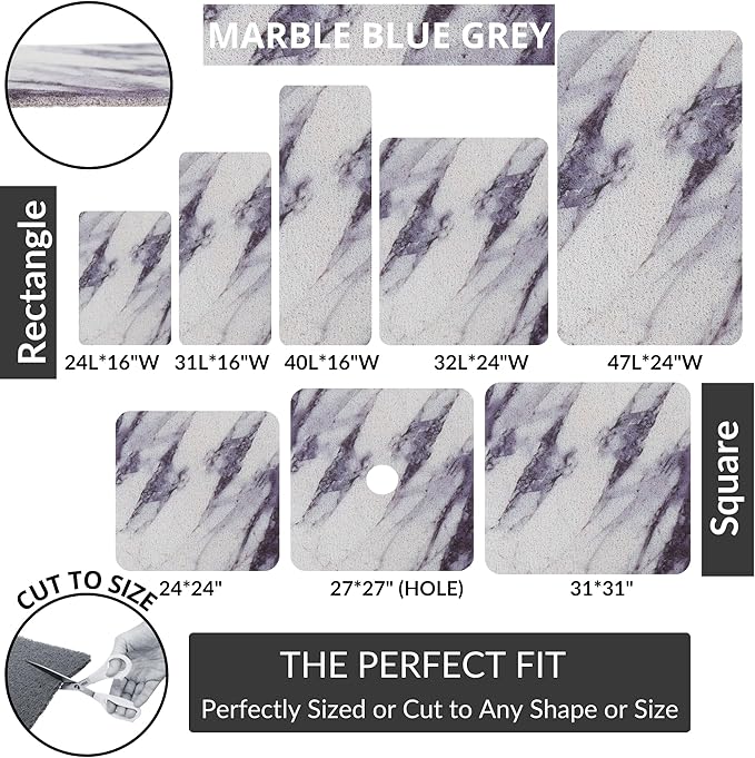 Non Slip Bathtub Mat Shower Mat for Tub - Loofah Bath Mats for Bathroom - 40x16 Bathtub Floor Mat - Textured Anti Slip Bath Mat Without Suction Cups - Secure Mat for Wet Areas (40x16 Blue Grey)