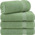 Cotton Paradise 4 Piece Turkish Bath Towels for Bathroom, Extra Large Soft Plush Towels Bathroom Set, Sage Green
