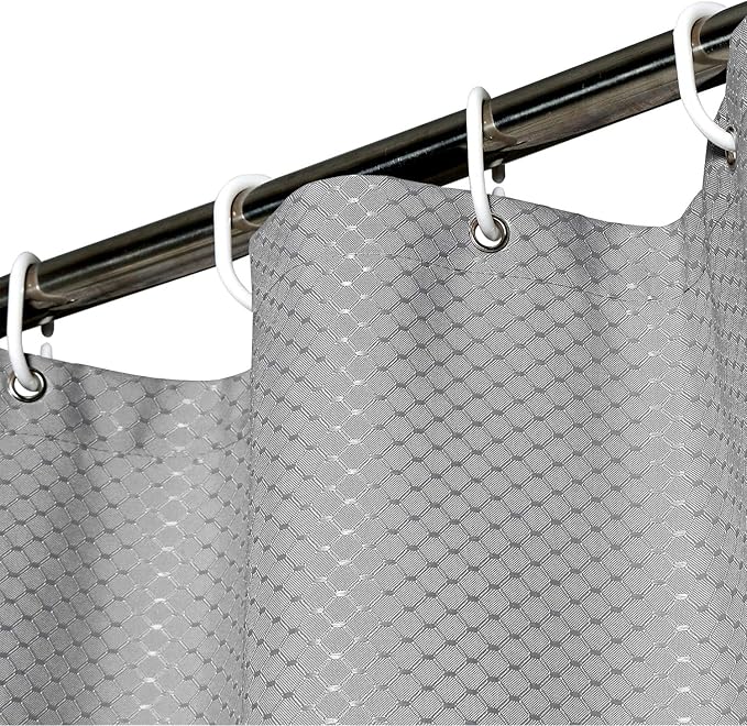AooHome Waffle Weave Polyester Shower Curtain for Bathroom, Fabric Heavy Duty Standard 72x72 Inch Bathroom Curtain with Hooks, Weighted Hem, Water Repellent, Grey