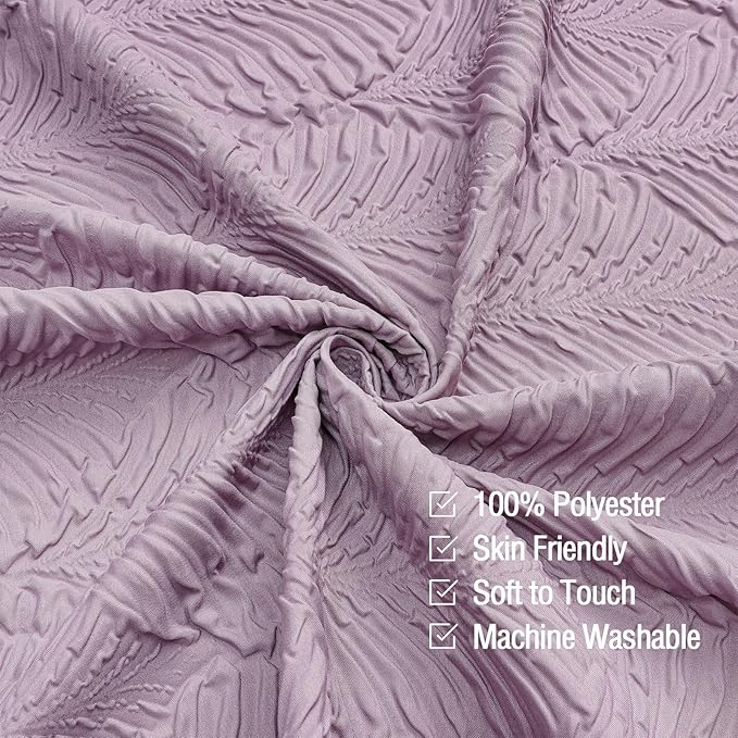 Gibelle Lavender Purple Shower Curtain for Bathroom, 3D Embossed Textured Fabric Shower Curtain, Modern Farmhouse Chic Soft Cloth Shower Curtain Set with Hooks, 72x72