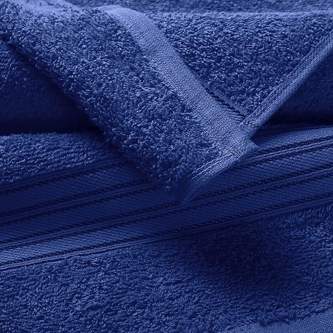 BOUTIQUO Ultra Soft Cotton Washcloths, Contains 12 Piece Face Cloths 12x12 inch, Ideal for Everyday use Face Towels, Compact & Lightweight Multi Purpose Washcloths - Navy Blue