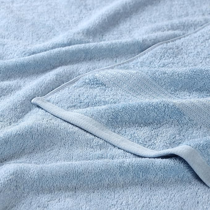 Superior Egyptian Cotton 10-Piece Face Towel Set , Small Towels For Facial, Spa, Quick Dry, Absorbent Towels, Bathroom Accessories, Guest Bath, Home Essentials, Washcloth, Airbnb, Light Blue