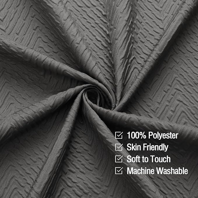 Gibelle Ombre Black Shower Curtain, 3D Embossed Textured Herringbone Fabric Shower Curtain, Modern Farmhouse Bathroom Decor Soft Cloth Shower Curtain Set with Hooks, 72x72