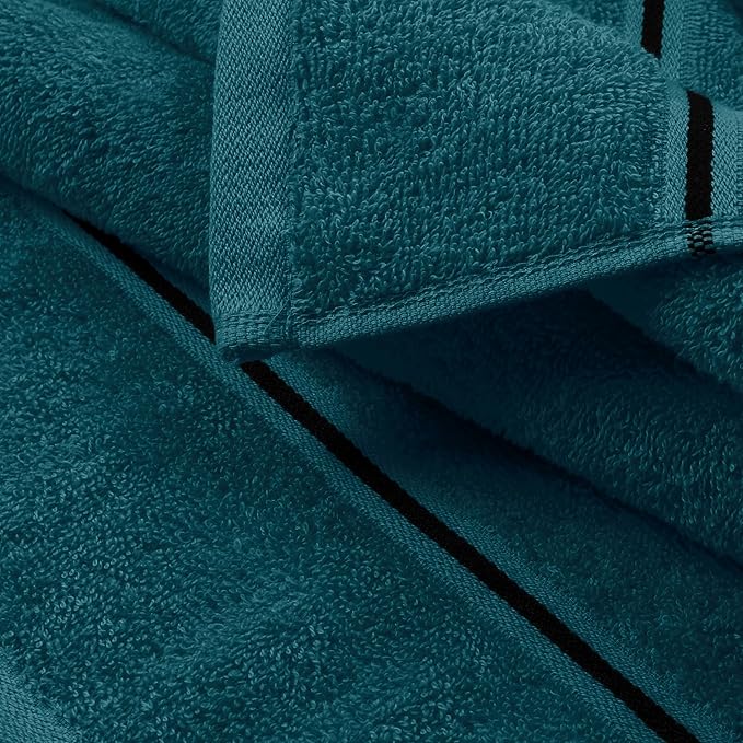 MyOwn Ultra Soft 6 Pack Cotton Towel Set, Contains 2 Bath Towels 28x55 inch, 2 Hand Towels 16x24 inch & 2 Wash Coths 12x12 inch, Ideal Everyday use, Compact & Lightweight - Teal