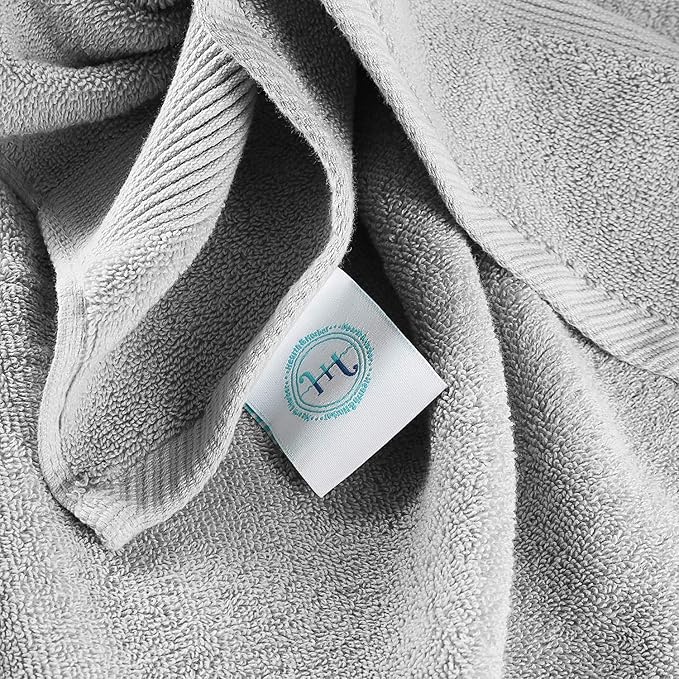 Hearth & Harbor Bath Towels for Bathroom - 100% Ring Spun Cotton Luxury Bathroom Towels - Ultra Soft & Highly Absorbent, Bath Towels Set of 10 - Silver Gray