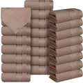 Casa Lino Face Towels & Body Wash Cloths for Showering - 100% Cotton Wash Cloths for Bathroom - Highly Absorbent & Quick Drying Washcloth Set - Cotton Washcloths 24 Pack (12" x 12") - (Brown)