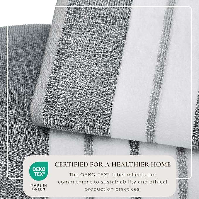 Great Bay Home Decorative Hand Towel Set - Luxury Cotton 4 Pack 26x16 Hand Towel Set - Luxurious, Ultra-Soft, Durable Towels for Bathroom Decor (Dark Grey/Light Grey)