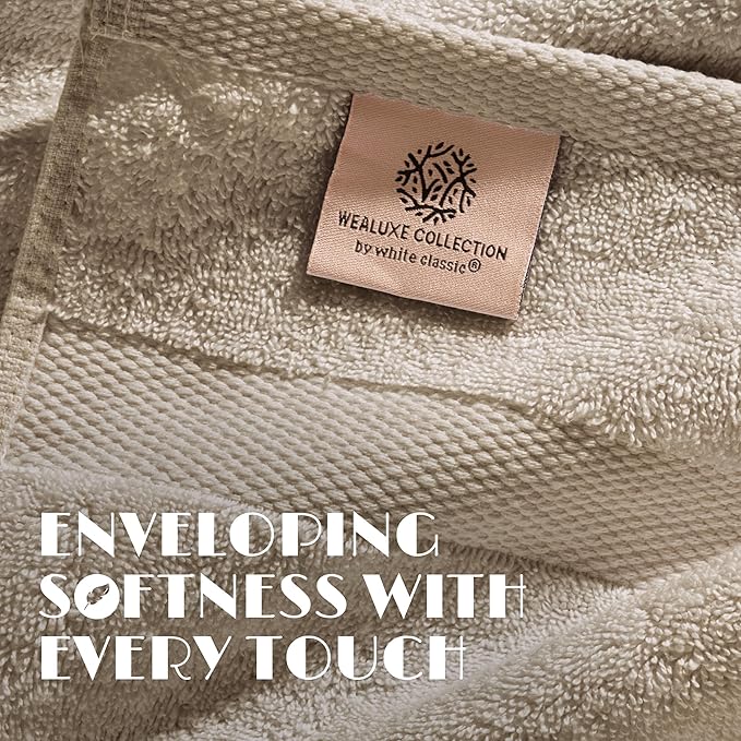 White Classic Taupe Hand Towels for Bathroom [6 Pack] Cotton Hand Towel Bulk for Gym, Kitchen and Spa, 16x27 Inches Soft Highly Absorbent Quick Dry Terry Salon Towels