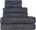 BAGNO MILANO Organic Turkish Cotton Bath Towels, Luxury Jacquard Collection, Certified Organic Highly Absorbent, Soft-Plush Towel Set (Charcoal, 6 Pcs Towel Set)