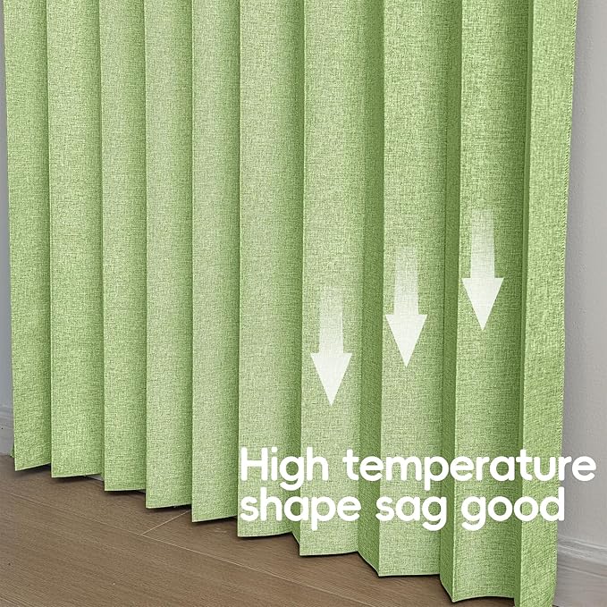 Accordian Door Curtain, 100% Blackout Folding Magnetic Doorway Curtains,Linen Style Closet Doors,for Room Divider,Privacy Protection（W52 x L78,Green,1 Panel）