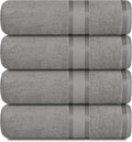 Casa Lino Silver Grey Bath Towels Set of 4 (54" x 27") - Large Bathroom Towel Set - 100% Cotton Towels for Bathroom - Highly Absorbent & Quick Dry Bath Towel Multipack - New Apartment Essentials