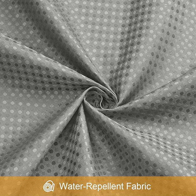 3 in 1 Extra Long Shower Curtain Set-72 W x 84 H, Grey Waffle and PEVA Liner Set with 12 Stainless Steel Hooks, Waterproof Fabric for Bathroom