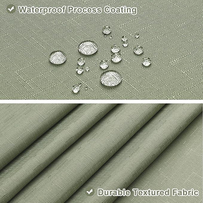 MitoVilla 3 in 1 Shower Curtain Set, Sage Green Boho Farmhouse Linen Textured Bath Curtain and Clear PEVA Liner Set with 12 Double Sided Steel Hooks, Waterproof Fabric Hotel Bathroom Curtain - 72x72