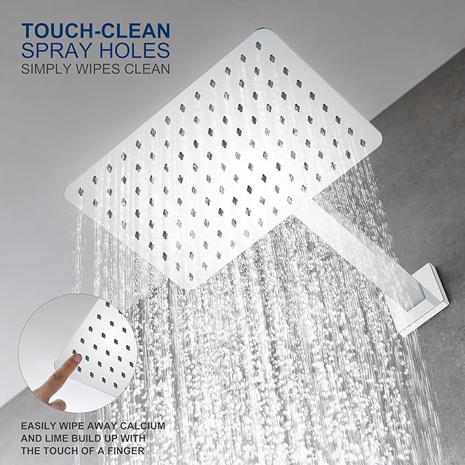 KENES Polished Chrome Tub and Shower Trim Kit, Tub Shower Faucet Set Complete with 10-Inch Rainfall Shower Head and Tub Spout, KE-6024A-5 (Shower Valve Included)