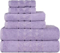 BAGNO MILANO Organic Turkish Cotton Bath Towels, Luxury Jacquard Collection, Certified Organic Highly Absorbent, Soft-Plush Towel Set (Lilac, 6 Pcs Towel Set)