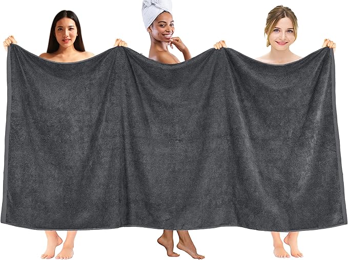 DAN RIVER Pack of 1 Bath Sheet 40x80 Inches, Extra Large Bath Towels Oversized, Absorbent Cotton Towels for Bathroom - Dark Gray