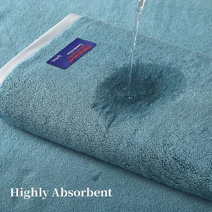 REDKISS 2 Pack 100% Cotton Bath Towels with Luxury Embellished Border Design, Oversized 27 x 54 Inches & 600 GSM Ultra Soft Bath Towel Set, Quick to Dry Towels for Bathroom, Gym, Spa, Hotel, Sky Blue