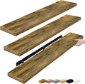 Sorbus Floating Shelves for Wall - 55 Inch Extra-Long Bathroom Shelves, Wall Decor for Bedroom, Kitchen, Living Room, Book Storage - Mounted Floating Shelf with Hidden Brackets (Rustic Brown, 3 Pack)